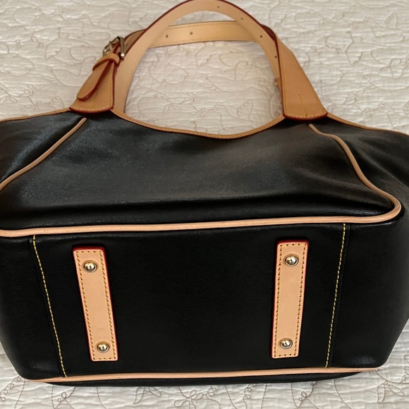 Dooney & Bourke Saffiano Leather Maddie Tote - Black & Tan - Picture 3 of 10